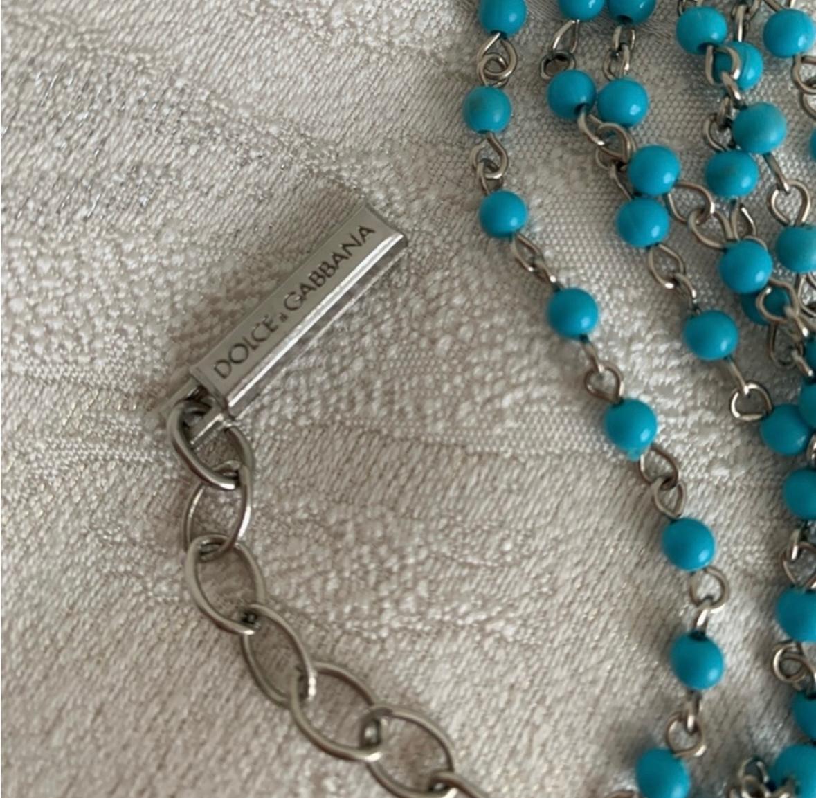 Women's Dolce Gabbana 2000’s turquoise cross necklace