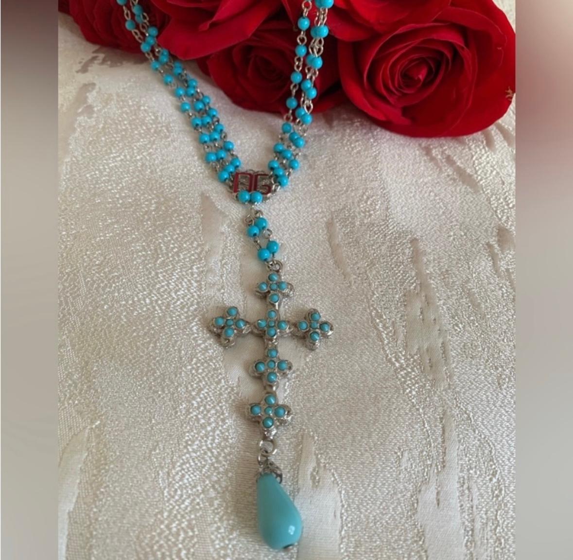 Dolce Gabbana 2000’s turquoise cross necklace  For Sale 1