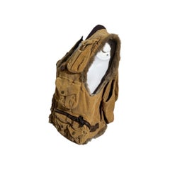 Dolce & Gabbana 2002 AW Tan Corduroy Cargo Fur Vest