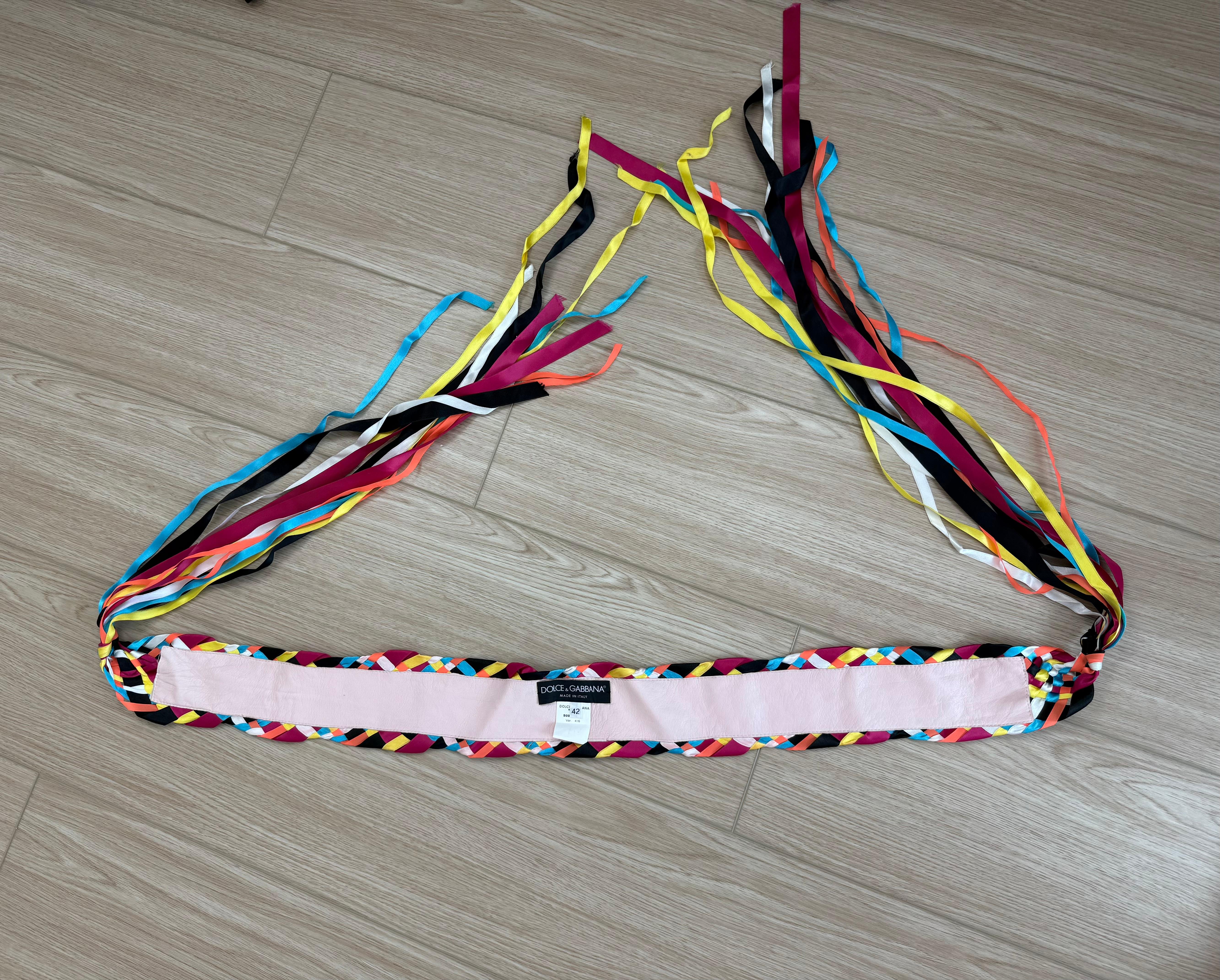 DOLCE & GABBANA 2002 Vintage Runway Ribbon Gürtel (Grau) im Angebot