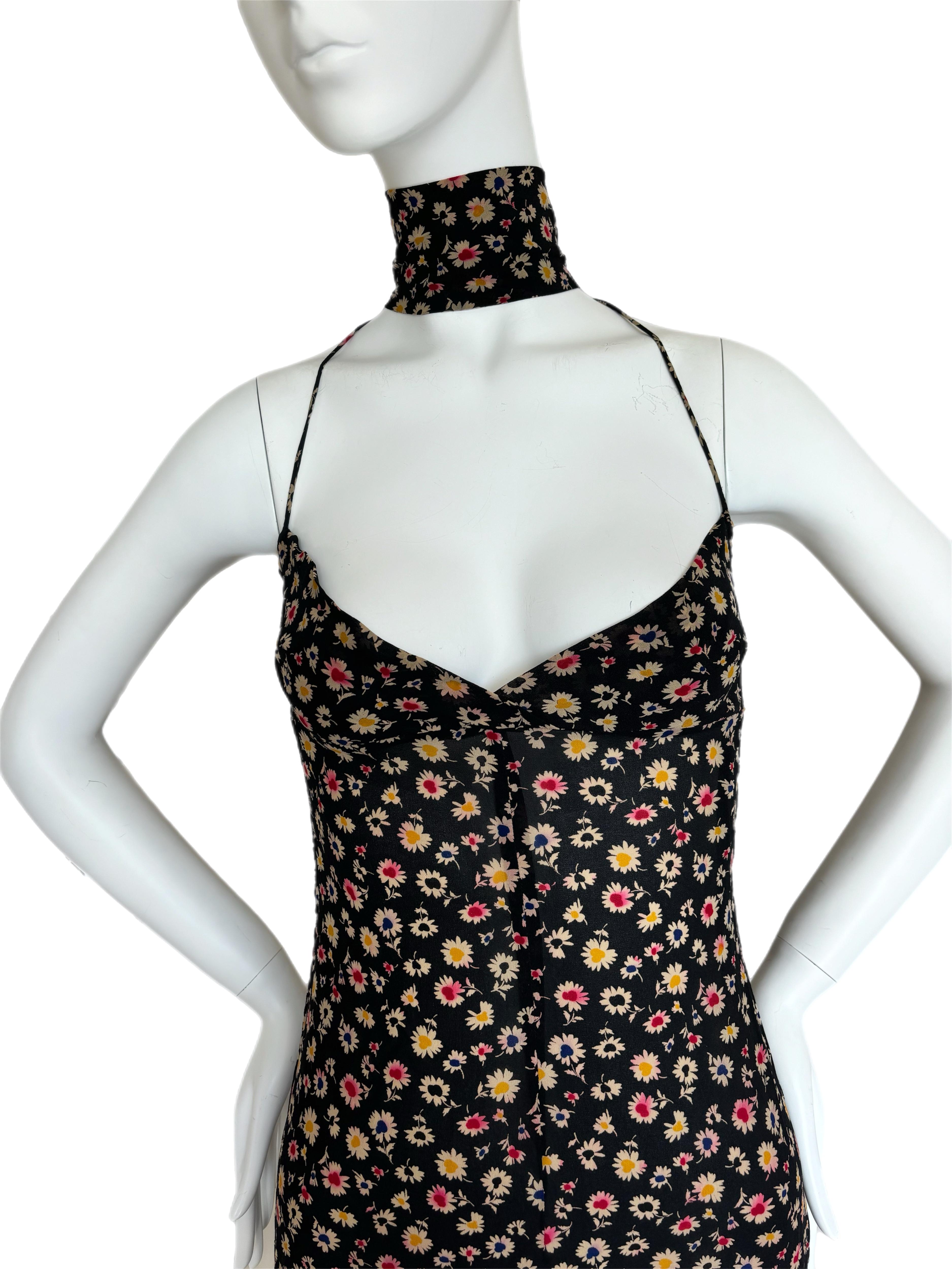 Women's DOLCE & GABBANA 2001 Vintage Silk Floral Choker Dress