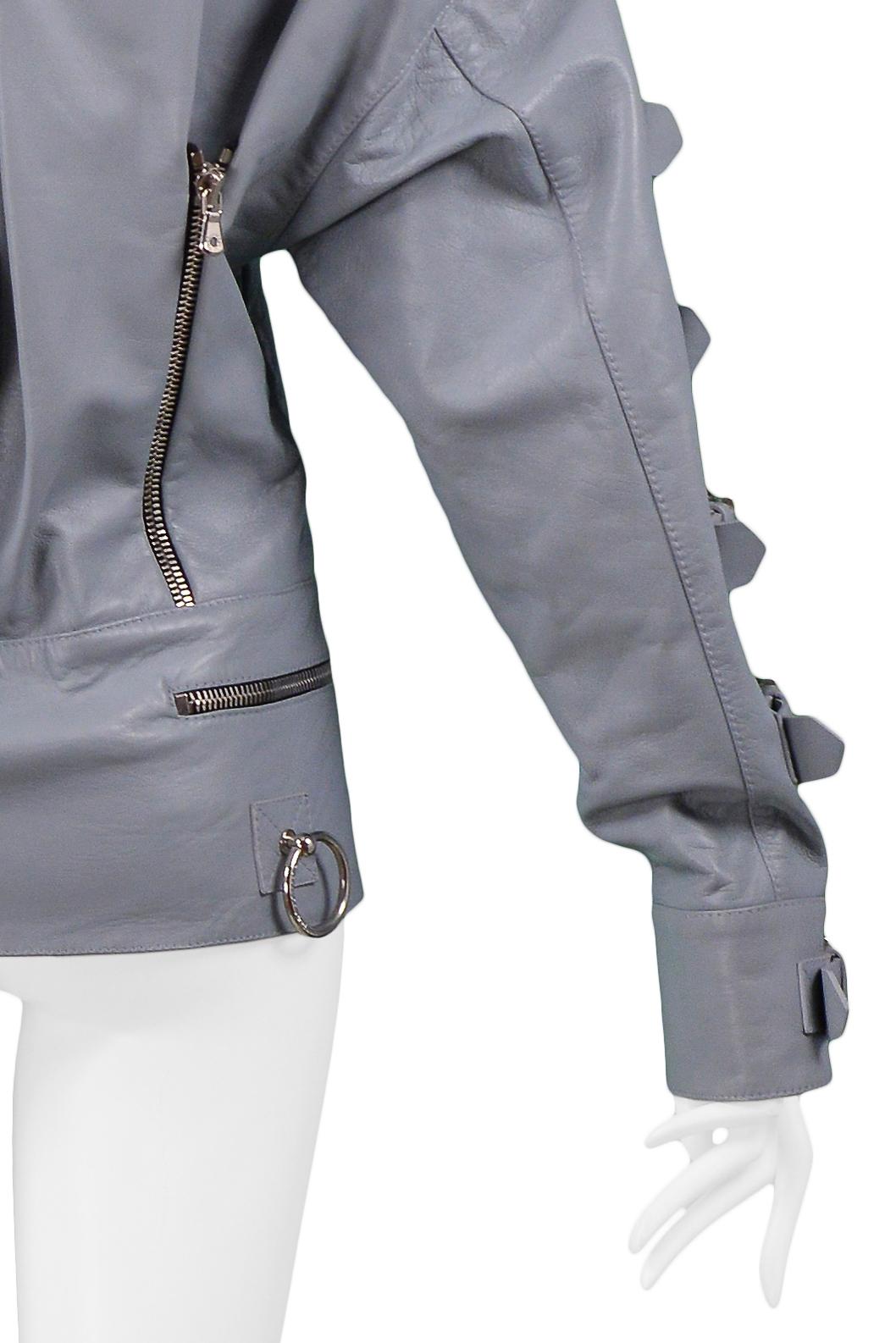 Women's Dolce & Gabbana 2003 Grey Leather Biker Runway Jacket 