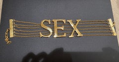 DOLCE & GABBANA 2003 runway vintage SEX necklace gold chain choker oversized