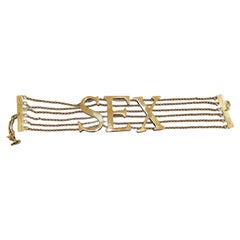 DOLCE & GABBANA 2003 runway vintage SEX necklace gold chain choker oversized