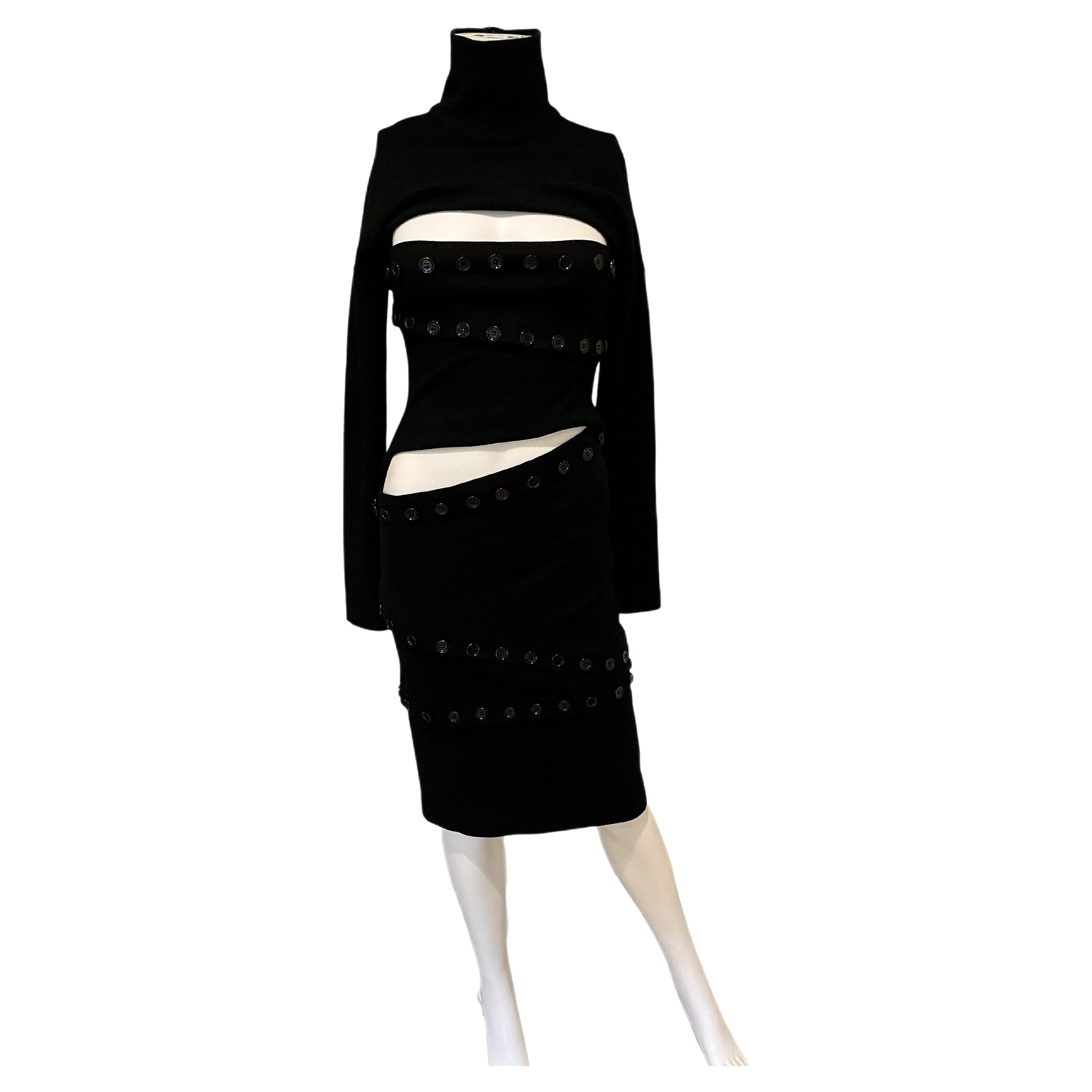 DOLCE & GABBANA 2003 vintage runway black button dress