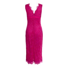 DOLCE & GABBANA 2004 "Barbie" Pink Lace Midi Cocktail Dress Flower Details 42