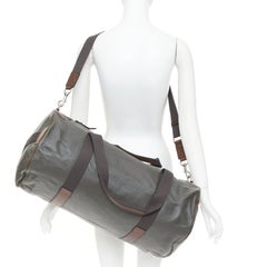 DOLCE GABBANA 2005 distressed textured leather canvas strap duffel travel bag
