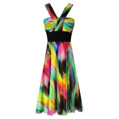 Dolce & Gabbana 2008 Runway Collection Tie-Die Silk Chiffon Fit & Flare Dress