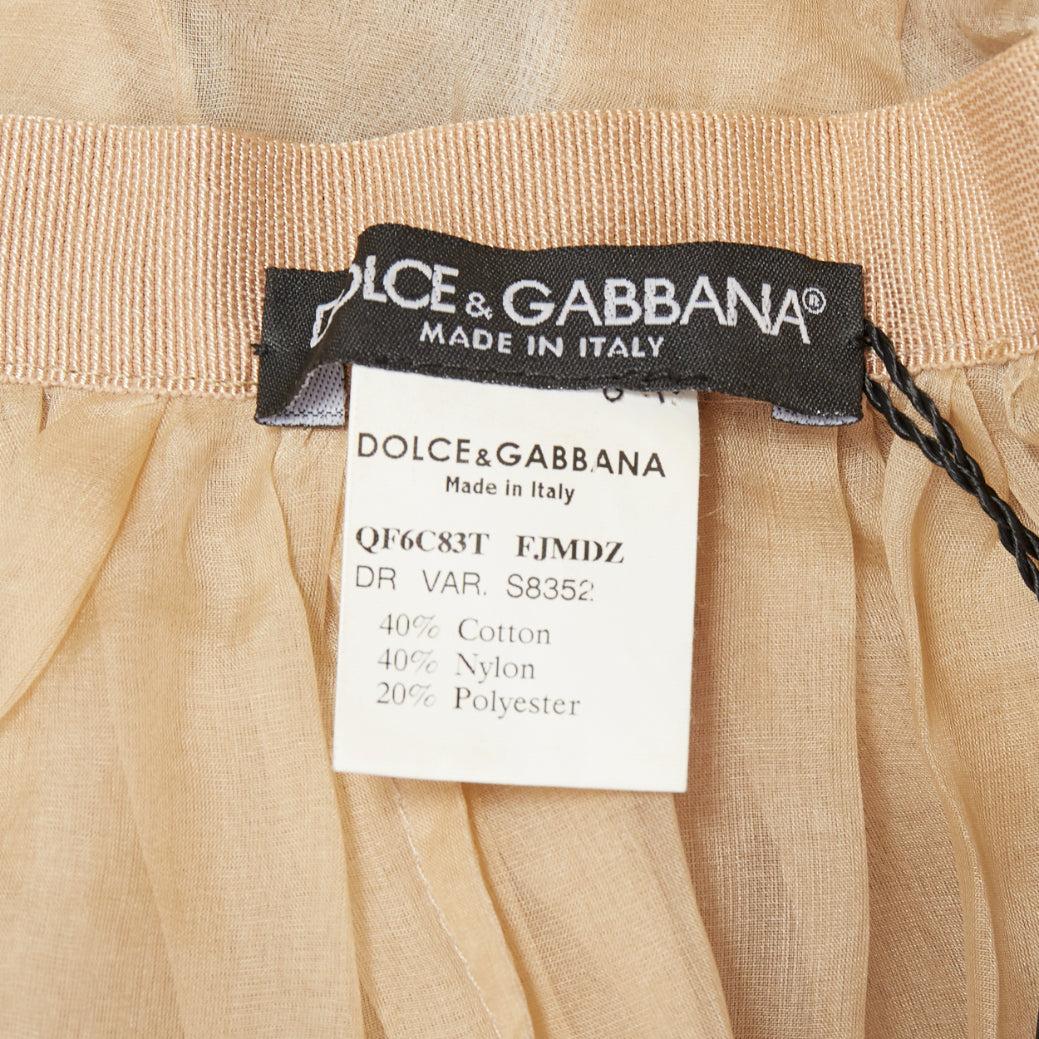 DOLCE GABBANA 2008 Runway cotton barocco jacquard tulle strapless belted dress For Sale 3