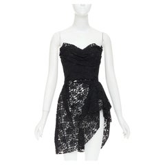 DOLCE GABBANA 2010 Runway black lace strapless boned corset mini dress IT36 XXS