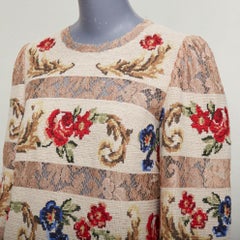 DOLCE GABBANA 2012 Runway baroque needlepoint sheer lace shift dress IT44 L