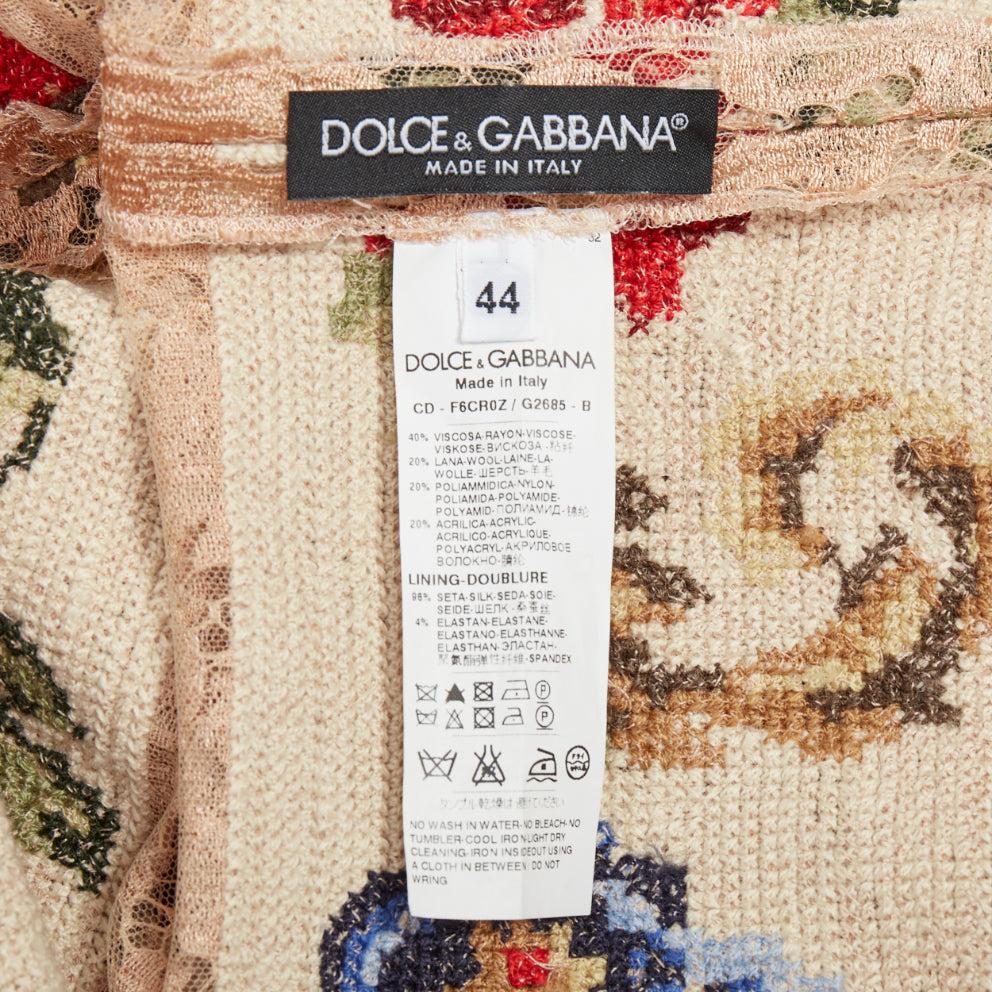 DOLCE GABBANA 2012 Runway baroque needlepoint sheer lace shift dress IT44 L en vente 3