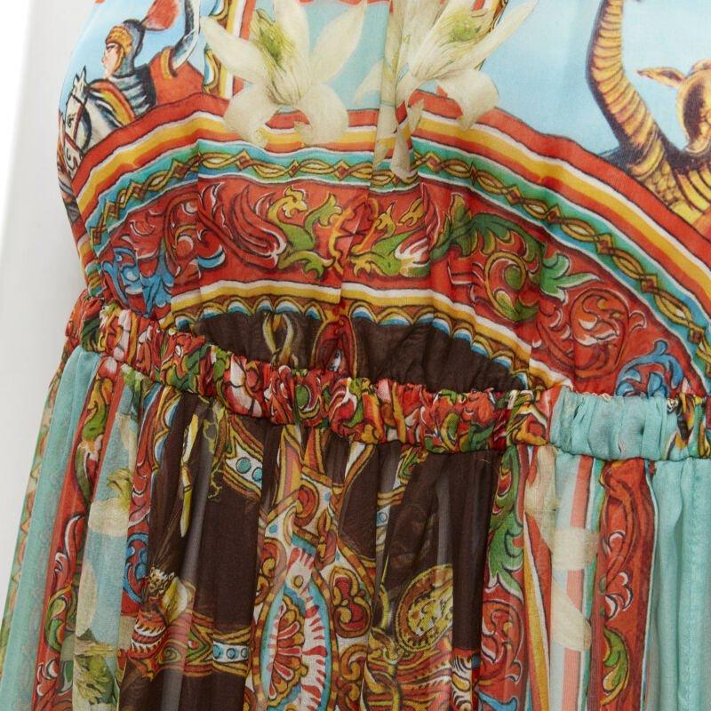 DOLCE GABBANA 2013 maxi vestido estampado Carretto de seda negro con encaje IT36 XS en venta 3
