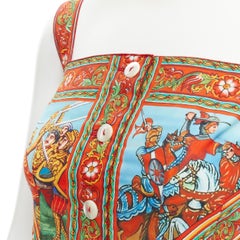 DOLCE GABBANA 2013 red Carretto print cotton button front dress IT36 XS