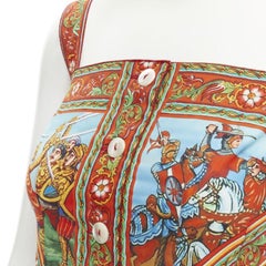 DOLCE GABBANA 2013 red Carretto print cotton button front dress IT36 XS