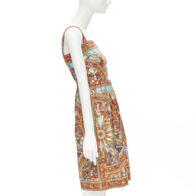 DOLCE GABBANA 2013 red Carretto print cotton button front dress IT36 XS In Good Condition In Hong Kong, NT