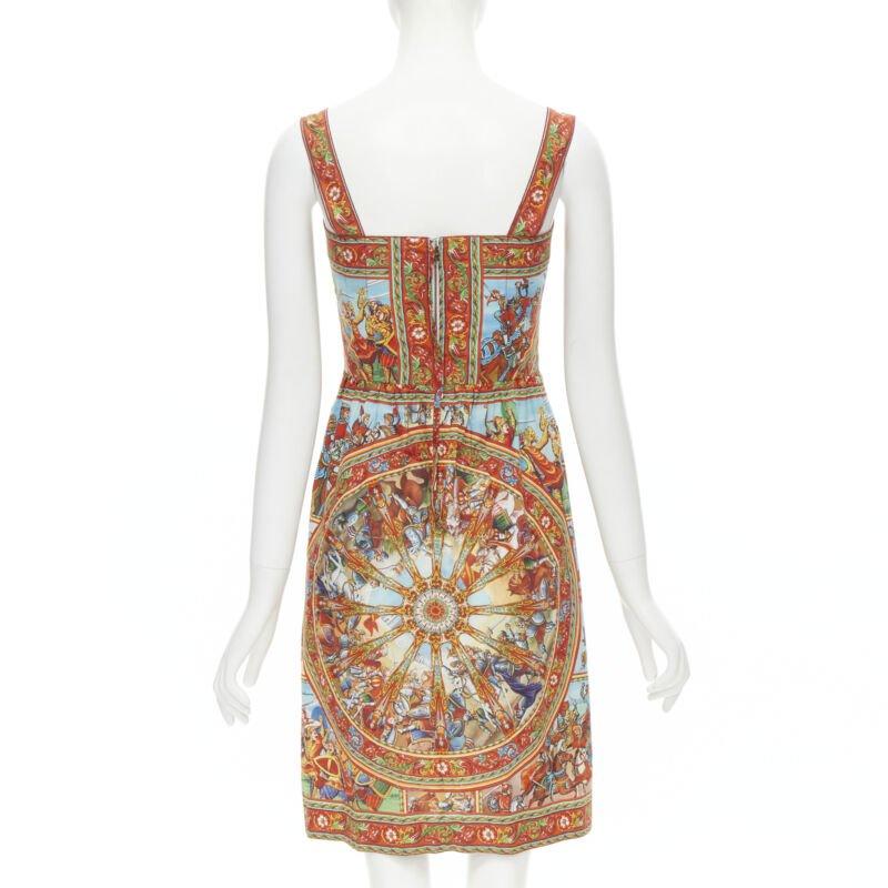 Women's DOLCE GABBANA 2013 red Carretto print cotton button front dress IT36 XS