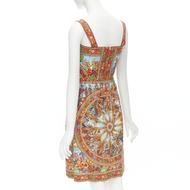 DOLCE GABBANA 2013 red Carretto print cotton button front dress IT36 XS 1
