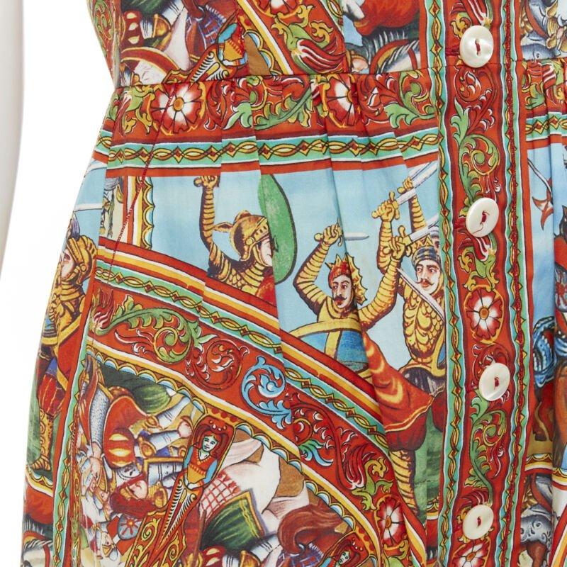 DOLCE GABBANA 2013 red Carretto print cotton button front dress IT36 XS 3