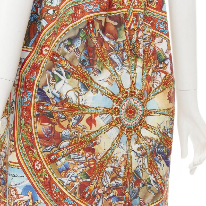 DOLCE GABBANA 2013 red Carretto print cotton button front dress IT36 XS 4