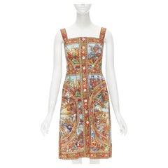 DOLCE GABBANA 2013 red Carretto print cotton button front dress IT36 XS