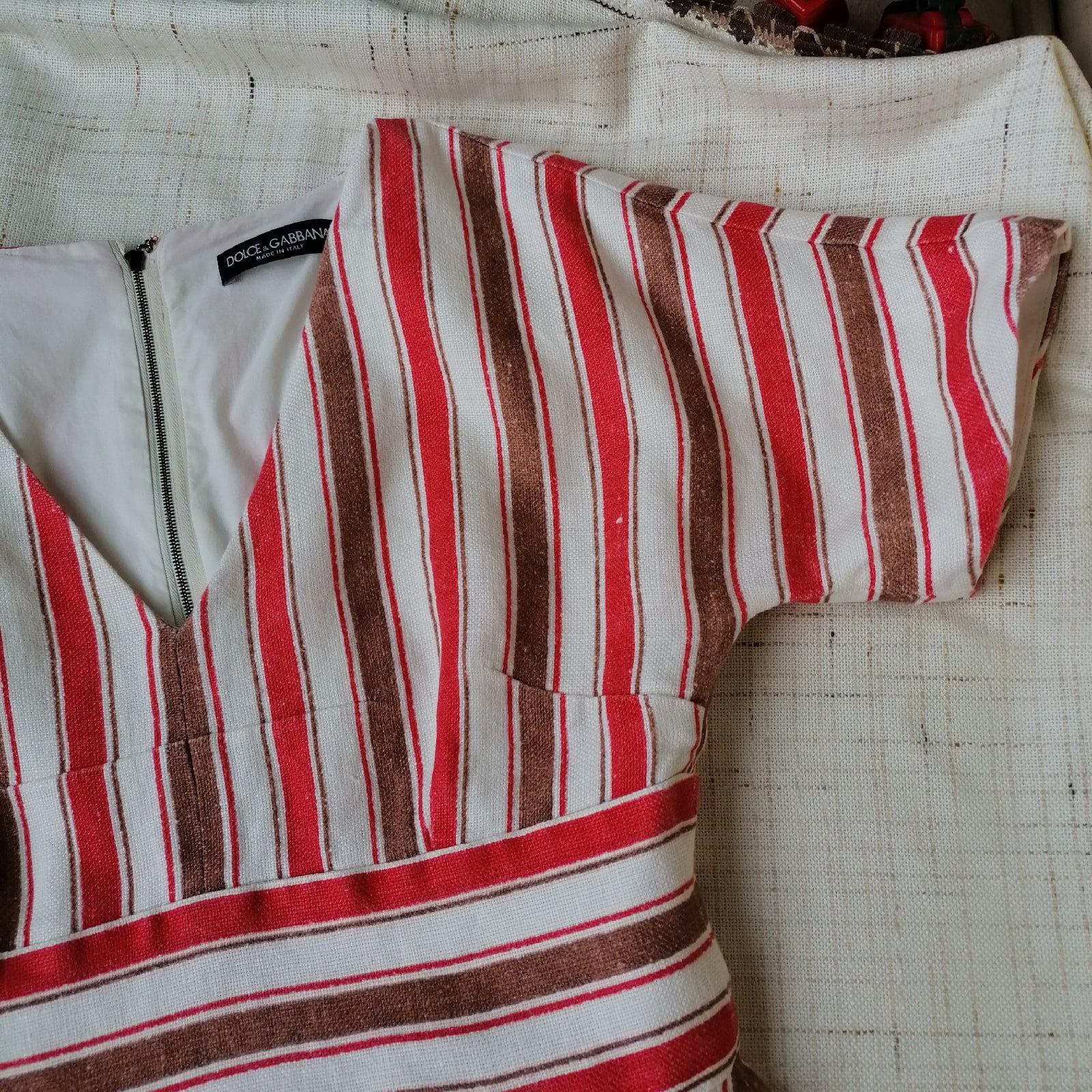 Dolce & Gabbana 2013 SS RTW Sicilia linen Striped dress IT 42 rare D&G runway For Sale 5