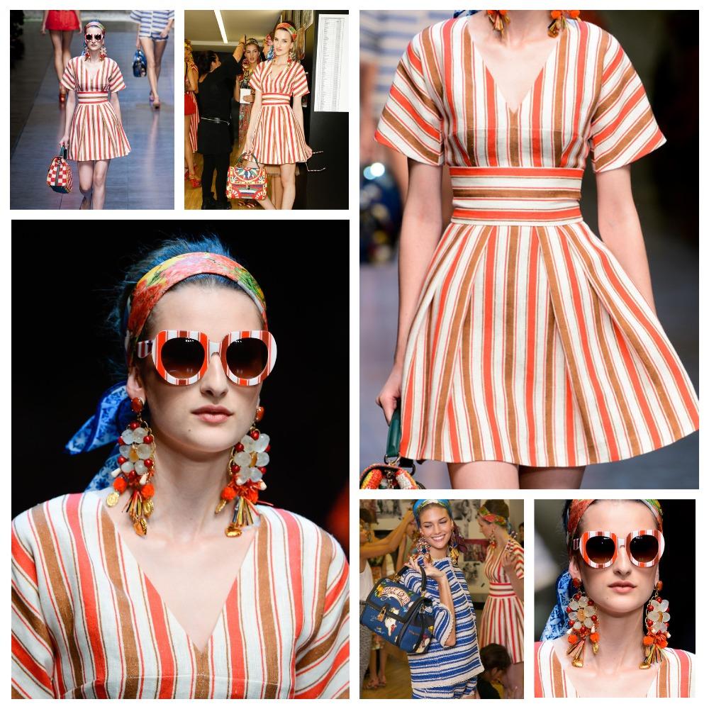 Women's Dolce & Gabbana 2013 SS RTW Sicilia linen Striped dress IT 42 rare D&G runway For Sale