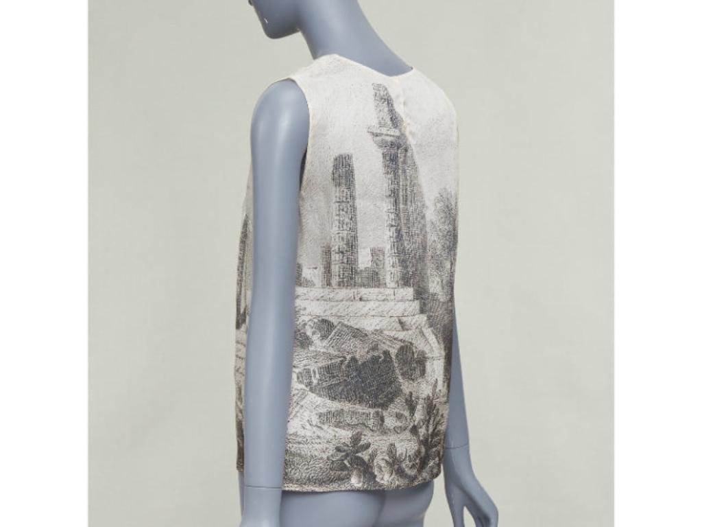 DOLCE GABBANA 2014 100% silk Greek Temple Ruins print sleeveless top IT40 S in vendita 1