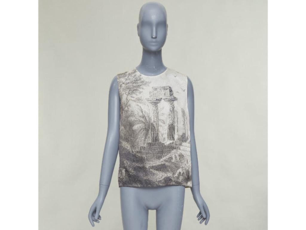 DOLCE GABBANA 2014 100% silk Greek Temple Ruins print sleeveless top IT40 S in vendita 4