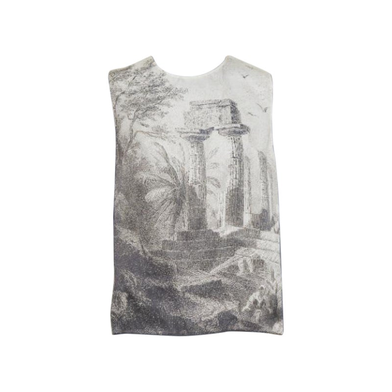 DOLCE GABBANA 2014 100% silk Greek Temple Ruins print sleeveless top IT40 S