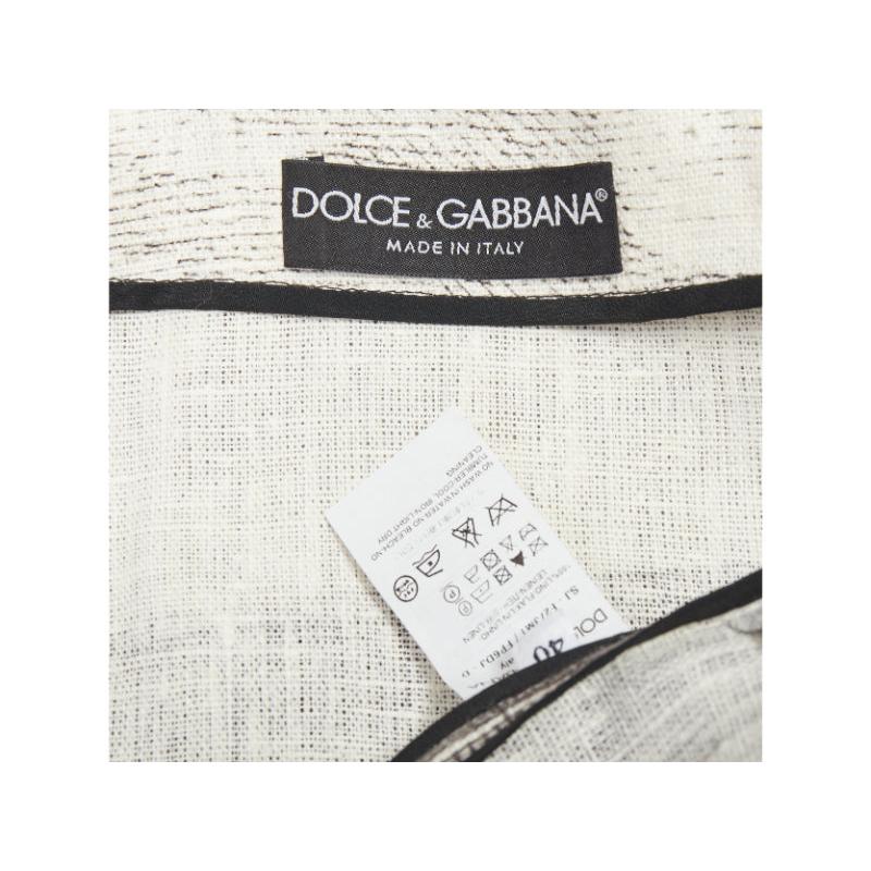 DOLCE GABBANA 2014 veste cropped en lin crème gris imprimé Temple grec IT40 S en vente 5