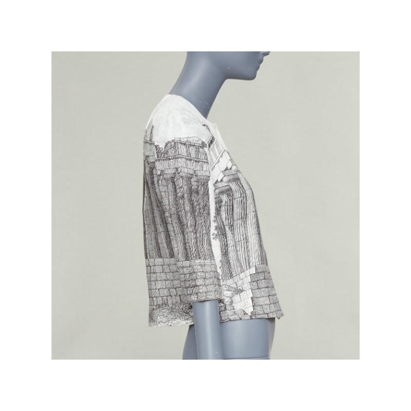 DOLCE GABBANA 2014 veste cropped en lin crème gris imprimé Temple grec IT40 S Pour femmes en vente