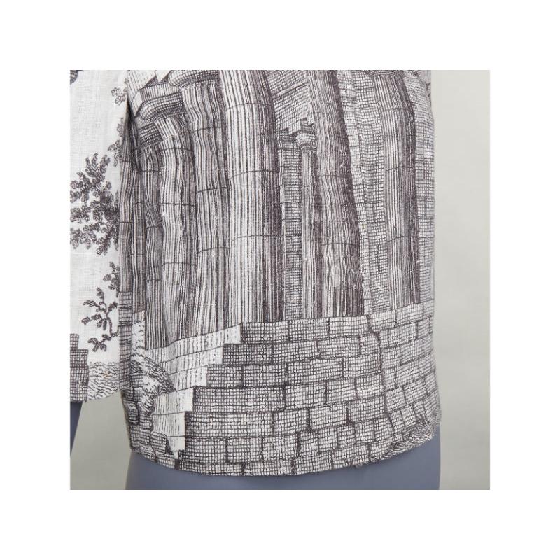 DOLCE GABBANA 2014 veste cropped en lin crème gris imprimé Temple grec IT40 S en vente 3