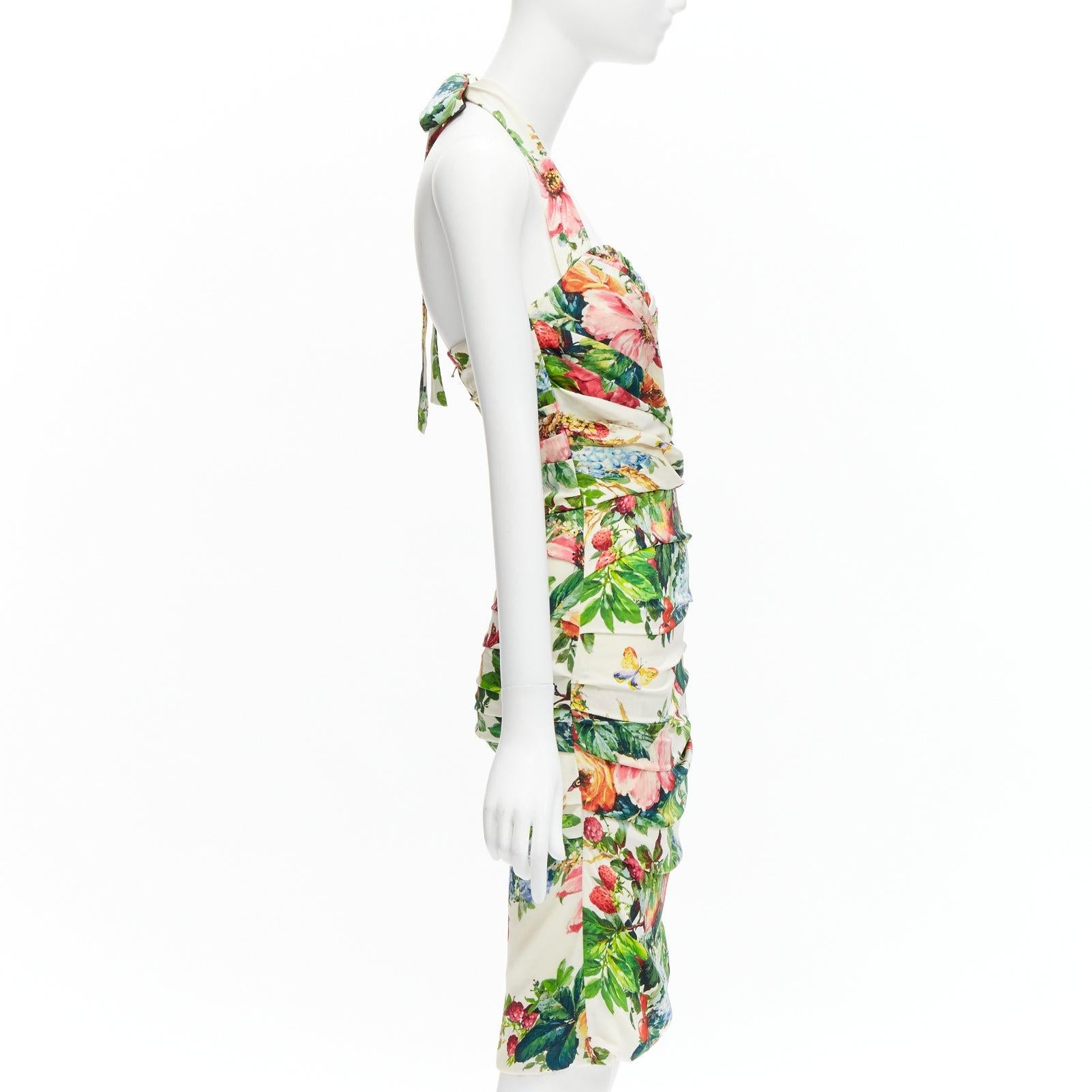Women's DOLCE GABBANA 2014 Runway floral silk blend halter dress IT38 XS Kylie Minogue For Sale