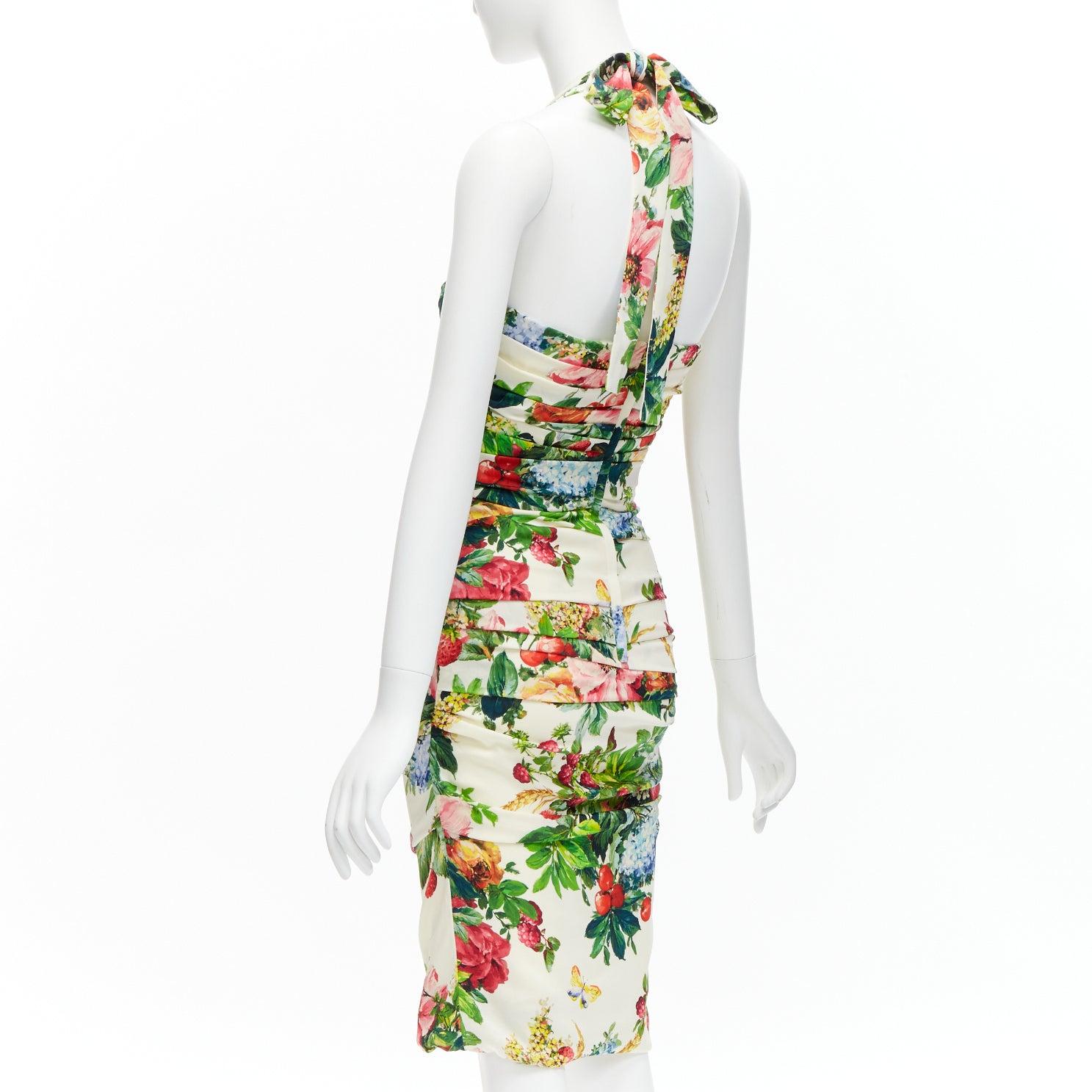 DOLCE GABBANA 2014 Runway floral silk blend halter dress IT38 XS Kylie Minogue For Sale 2
