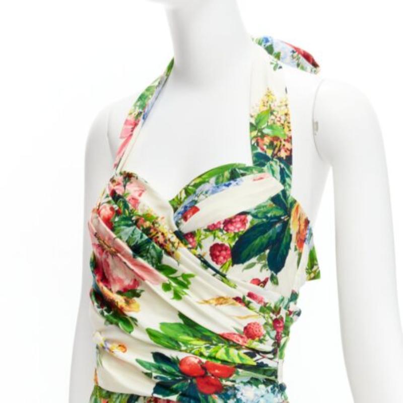 DOLCE GABBANA 2014 Runway floral silk blend ruched halter dress IT38 XS 
Reference: TGAS/D00521
Brand: Dolce Gabbana
Designer: Domenico Dolce and Stefano Gabbana
Collection: 2014 - Runway
As seen on: Margot Robbie, Kylie Minogue
Material: Silk,