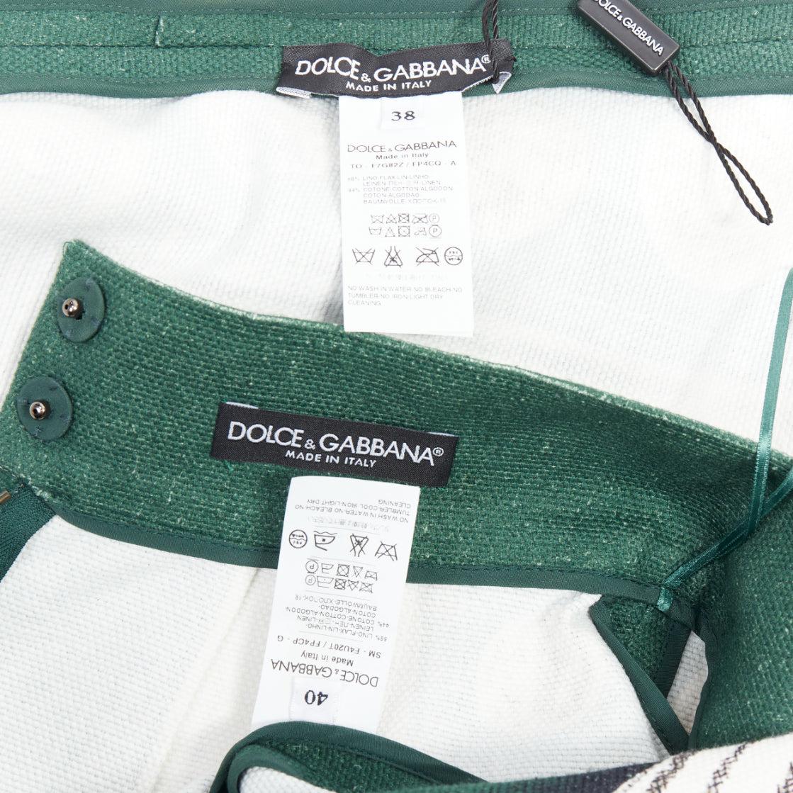 DOLCE GABBANA 2014 Runway green roman coin column bejeweled skirt set IT38 XS For Sale 5