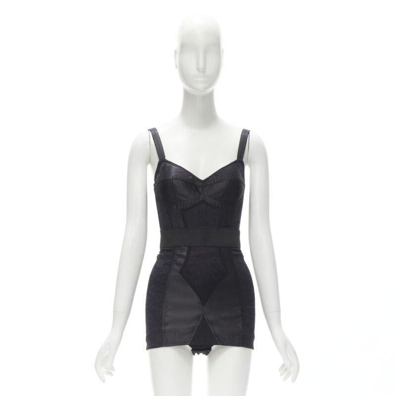 DOLCE GABBANA 2015 Iconic black lace corset bustier mini dress IT36 XS 5