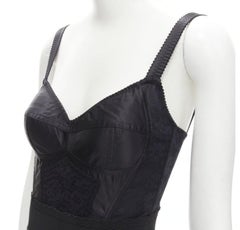 DOLCE GABBANA 2015 Iconic black lace corset bustier mini dress IT36 XS