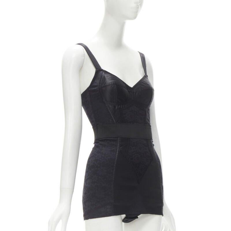 Black DOLCE GABBANA 2015 Iconic black lace corset bustier mini dress IT36 XS