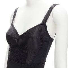 DOLCE GABBANA 2015 Runway Iconic black lace corset bustier mini dress IT36 XS