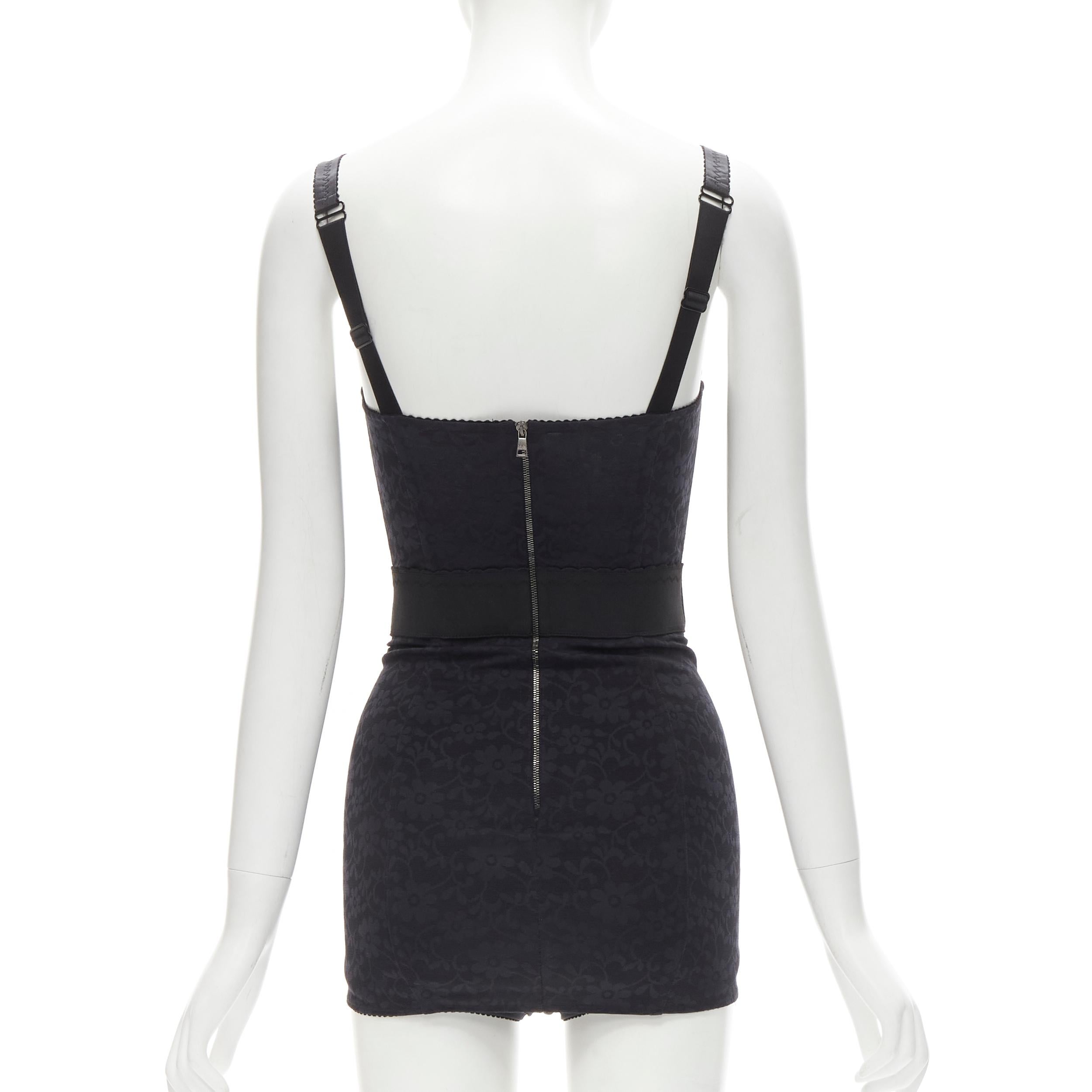 Women's DOLCE GABBANA 2015 Runway Iconic black lace corset bustier mini dress IT36 XS For Sale