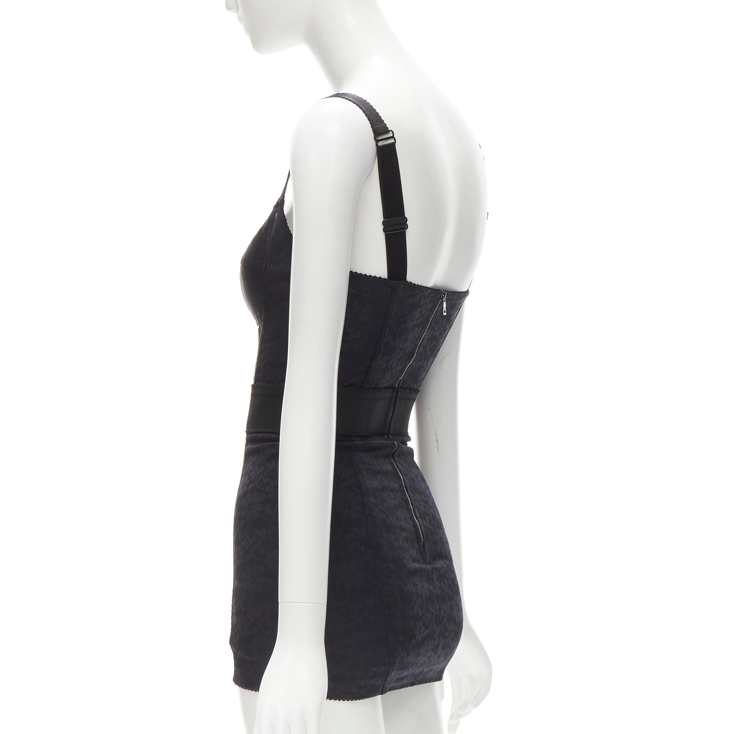 DOLCE GABBANA 2015 Runway Iconic black lace corset bustier mini dress IT36 XS For Sale 1