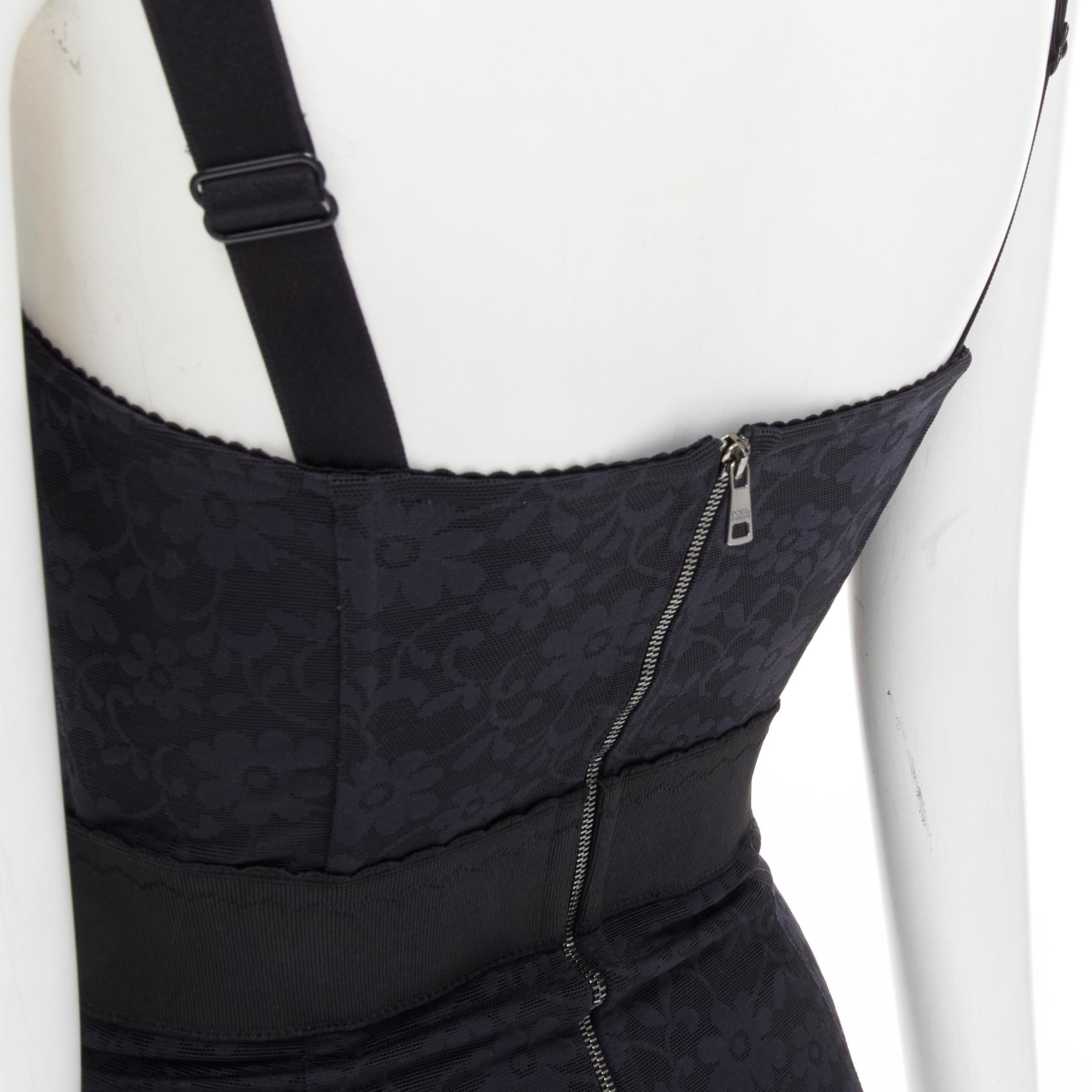 DOLCE GABBANA 2015 Runway Iconic black lace corset bustier mini dress IT36 XS For Sale 3