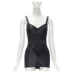 DOLCE GABBANA 2015 Runway Iconic black lace corset bustier mini dress IT36 XS