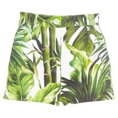 DOLCE GABBANA 2016 Banana Leaf botanical green cotton shorts IT38 XS