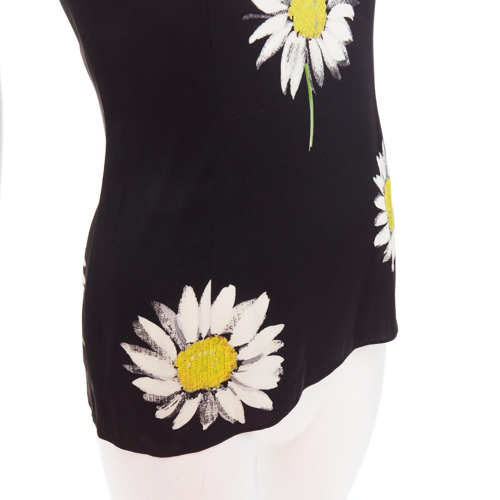 DOLCE GABBANA 2016 black yellow silk blend daisy floral print top IT38 XS For Sale 2