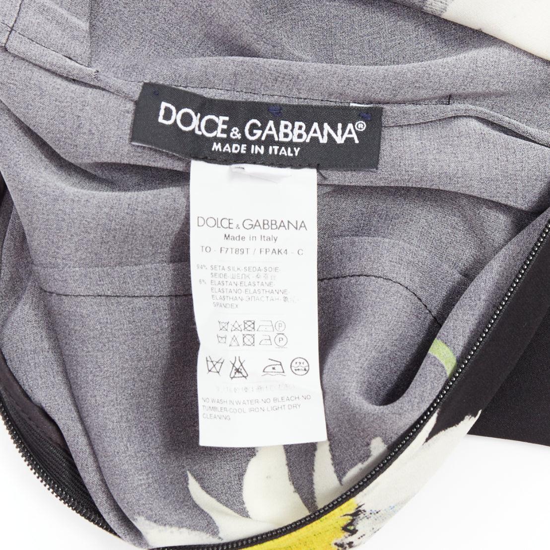 DOLCE GABBANA 2016 black yellow silk blend daisy floral print top IT38 XS For Sale 3