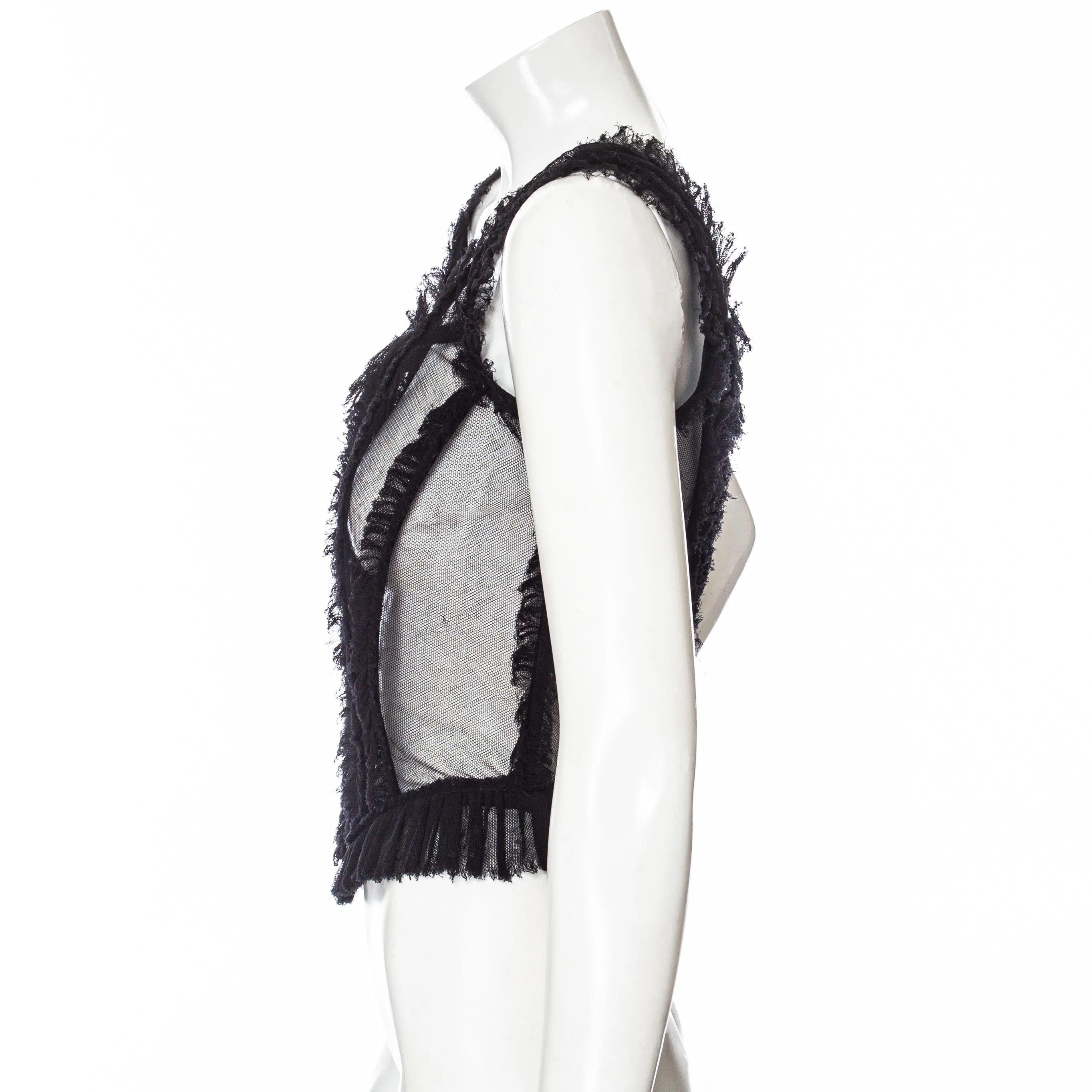 Dolce & Gabbana 2017 Black Stretch Tulle Ruffled Bustier Top In Good Condition In Los Angeles, CA