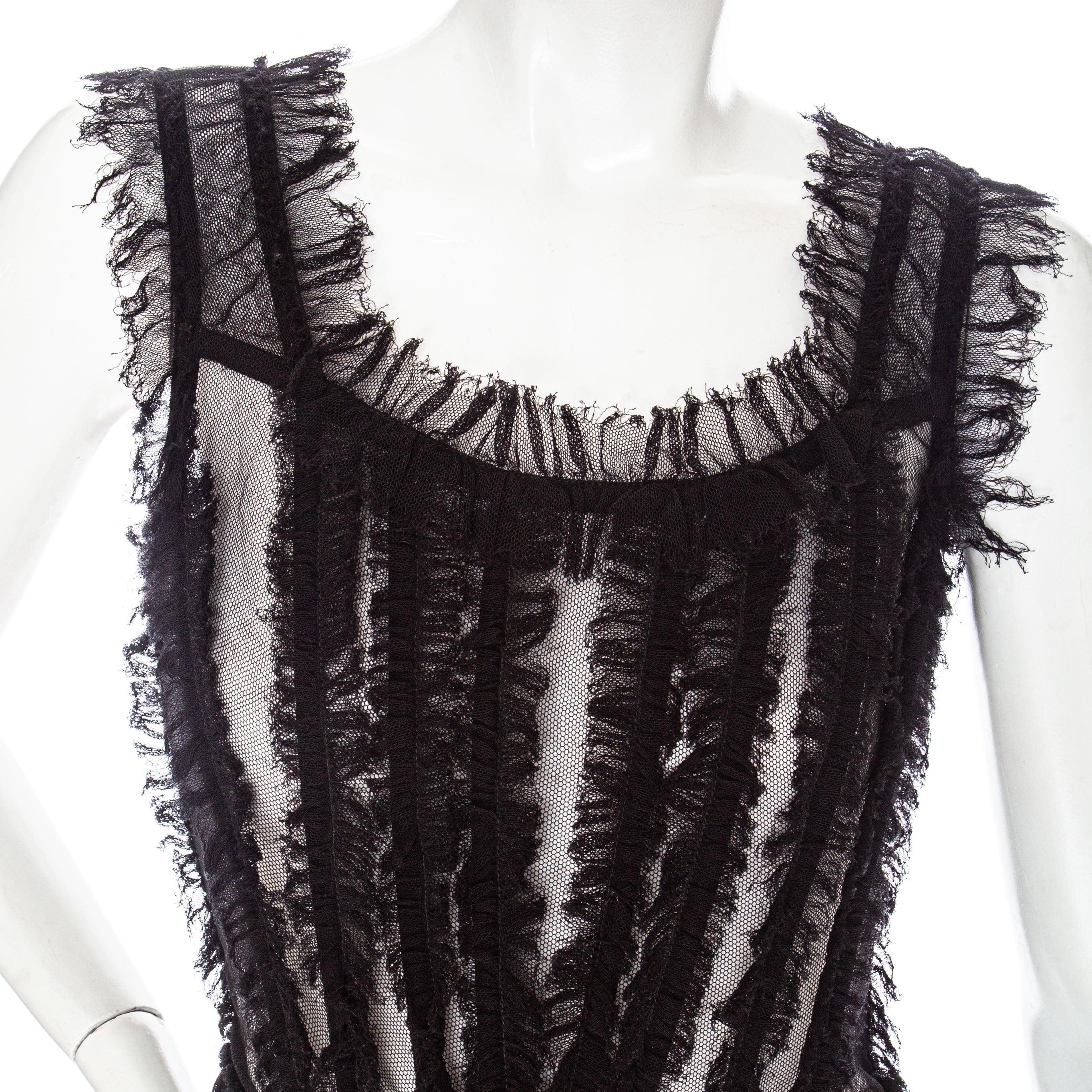 Dolce & Gabbana 2017 Black Stretch Tulle Ruffled Bustier Top 1